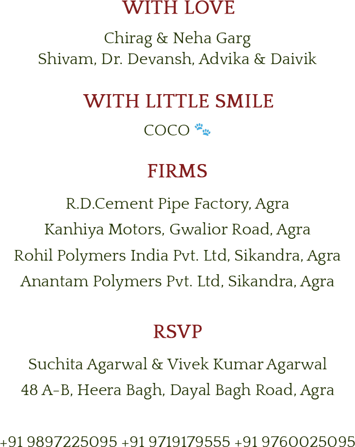 With love, firms, and RSVP details